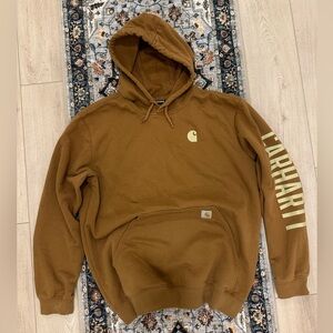 Carhartt Men's Tan Hoodie with Logo
